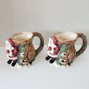 Elk Accessories Large Coffee Mugs Santa Claus 3D Vintage 1995 Set of 2